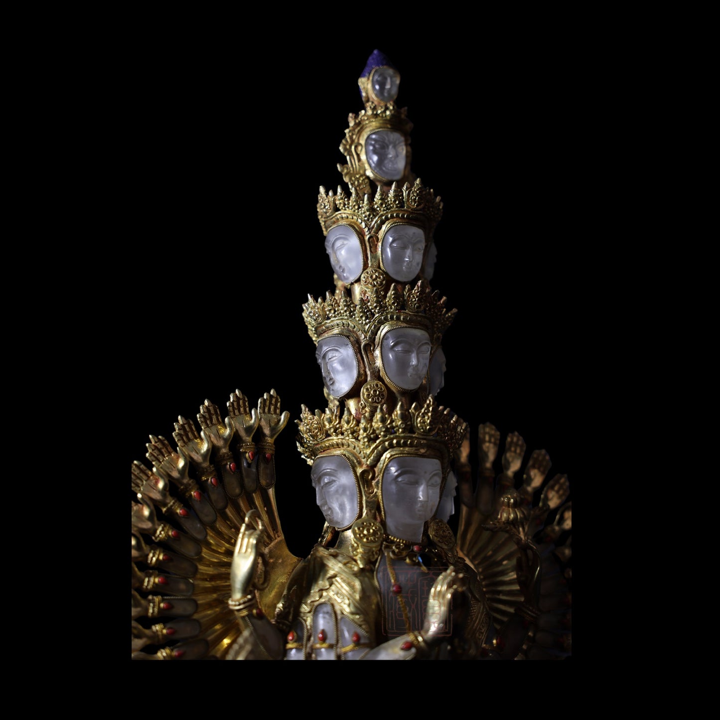 ホワイトクリスタル千手観音菩薩鎏金白水晶千手観音