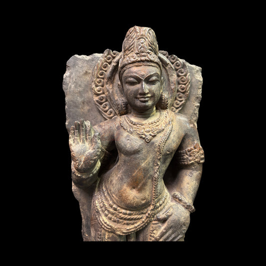 19th - century Black stone Parvati 19 世紀黑石雪山女神