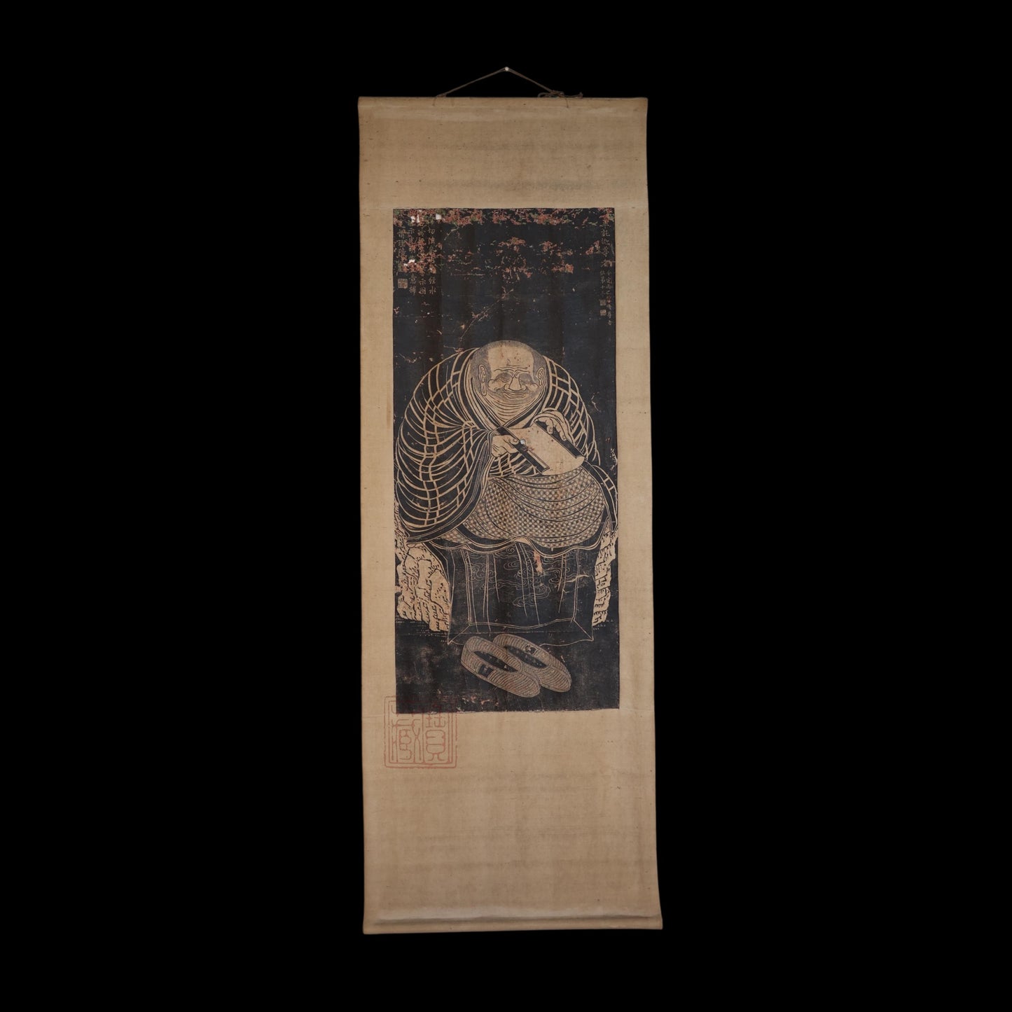 清朝乾隆時代 関秀十代羅漢擦清乾隆年間《十六羅漢王真像拓片》之第十羅漢半託迦尊者