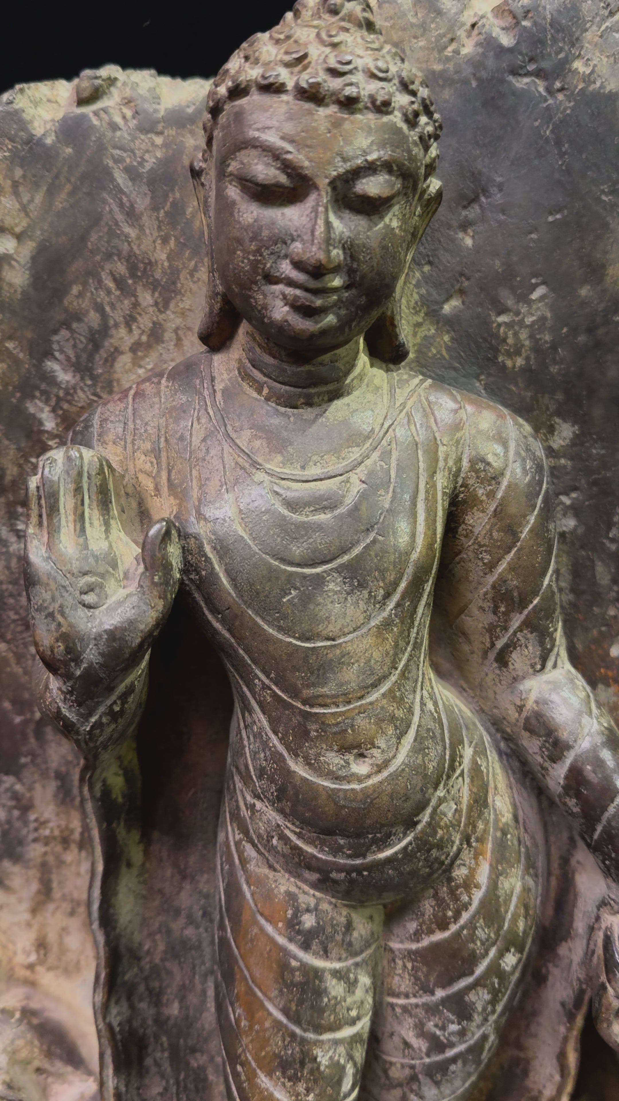 19th - century Black Stone Abhaya Mudra Buddha 19 世紀施無畏印佛陀